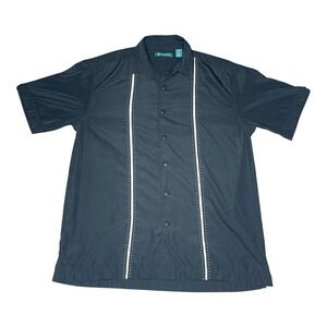 Cubavera Shirt Mens Medium Black Hawaiian‎ Short Sleeve Button Up Casual Dressy